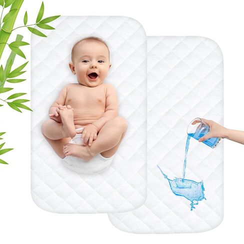 Asatdd Waterproof Bassinet Mattress Pad Protector Cover, 2 Pack | Compatible with Baby Delight Beside Me Dreamer Bassinet, Ultra Soft, Breathable, Comfortable in Kuwait