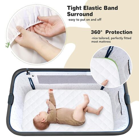 Asatdd Waterproof Bassinet Mattress Pad Protector Cover, 2 Pack | Compatible with Baby Delight Beside Me Dreamer Bassinet, Ultra Soft, Breathable, Comfortable in Kuwait