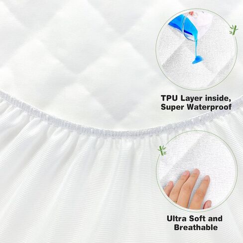 Asatdd Waterproof Bassinet Mattress Pad Protector Cover, 2 Pack | Compatible with Baby Delight Beside Me Dreamer Bassinet, Ultra Soft, Breathable, Comfortable in Kuwait