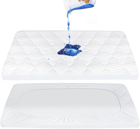 Pack and Play Mattress Pad Sheets Cover, 27" X 39" Inch | Waterproof Soft Quilted Fit for Graco Pamo Babe Pack and Play, Baby Portable Mini Cribs and Foldable Mattresses Protector Pad in Kuwait