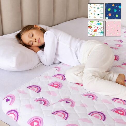 Lynmark® 2X Toddler Potty Training Bed Pads - Small Single, Grey 33x27 | Waterproof Bedwetting Pee Protector Mat for Kids - Non-Slip Reusable & Washable Incontinence Mattress Sheet Absorbs Up to 1L in Kuwait