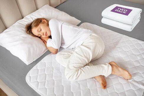 Lynmark® 2X Toddler Potty Training Bed Pads - Small Single, Grey 33x27 | Waterproof Bedwetting Pee Protector Mat for Kids - Non-Slip Reusable & Washable Incontinence Mattress Sheet Absorbs Up to 1L in Kuwait