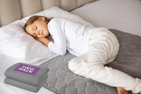 Lynmark® 2X Toddler Potty Training Bed Pads - Small Single, Grey 33x27 | Waterproof Bedwetting Pee Protector Mat for Kids - Non-Slip Reusable & Washable Incontinence Mattress Sheet Absorbs Up to 1L in Kuwait