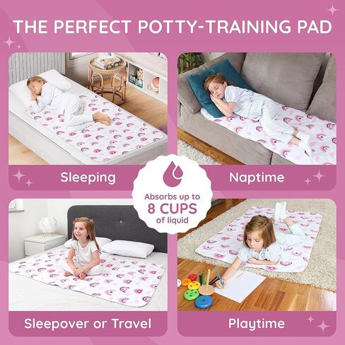 Lynmark® 2X Toddler Potty Training Bed Pads - Small Single, Grey 33x27 | Waterproof Bedwetting Pee Protector Mat for Kids - Non-Slip Reusable & Washable Incontinence Mattress Sheet Absorbs Up to 1L in Kuwait