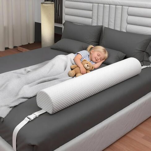 [1 Pack] Bed Bumper for Toddlers with Adjustable Straps, Triple Certified CertiPUR-US Foam, OEKO-TEX & ASTM, Toddler Bed Bumpers for King Size Bed, Full, Twin & Queen, Toddler Bed Rail Bumpers in Kuwait