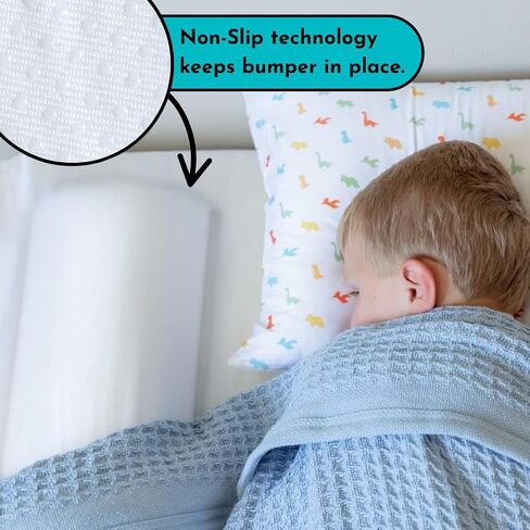 Toddler Bed Bumper Guard – Soft Foam Safety Bed Rail for Toddlers with Non-Slip Cover – Child Sleep Barrier for Twin, Full, Queen & King Mattress – Washable Kids Protection for Home or RV (2 Pack) in Kuwait
