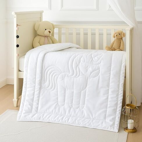 Continental Bedding White Down Alternative Toddler Comforter with Unicorn Stitching Soft & Cozy Blanket for Crib or Toddler Bed – 33x42 Inches, Lightweight & Breathable in Kuwait