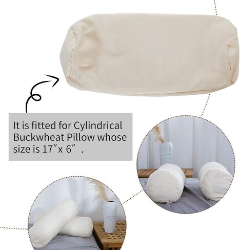 Organic Cotton Pillow Case - One Pack 17''×6'' Cylindrical Pillow Cover - 300 TC Thread Count - Soft and Breathable - Off White in Kuwait