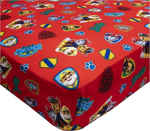 Paw Patrol Sheet Set - Fits Toddler Bed or Crib Mattress - Fitted Sheet and Reversible Pillowcase, Red in Kuwait