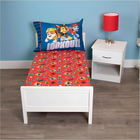 Paw Patrol Sheet Set - Fits Toddler Bed or Crib Mattress - Fitted Sheet and Reversible Pillowcase, Red in Kuwait