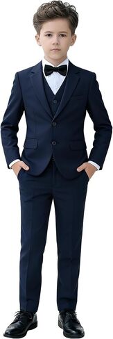 YuanLu Boys Suit for Kids Tuxedo Wedding Ring Bearer Outfit, 5 Piece Boy Slim Fit Formal Suits with Adjustable Waist in Kuwait