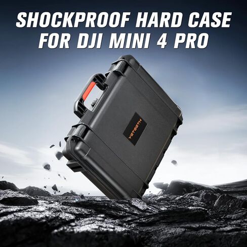 Hard Case for DJI Mini 4 Pro: Waterproof Hard Shell with Foam for DJI Drone Mini 3 Pro/Min3/RC2/RC/RC-N2/N1| Travel Carrying Storage Box for fly more combo Batteries and Accesories Kit ( Case Only) | Hard Shell Carrying Storage with Custom Foam for DJI Mi in Kuwait