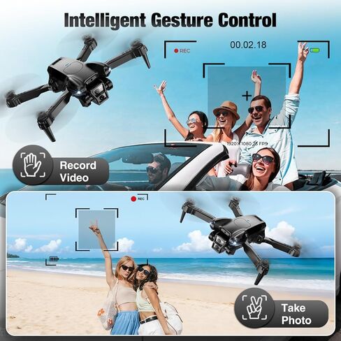 Drone with Camera 1080P HD, Mini Drone for Beginners Kids Adults, Foldable RC Quadcopter with Stable Hover, Trajectory Flight, One Key Take Off/Land, 2 Batteries, Toys for Boys and Girls (Black) in Kuwait