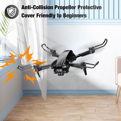 Drone with Camera 1080P HD, Mini Drone for Beginners Kids Adults, Foldable RC Quadcopter with Stable Hover, Trajectory Flight, One Key Take Off/Land, 2 Batteries, Toys for Boys and Girls (Black) in Kuwait