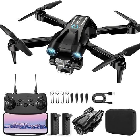 Drone with Camera 1080P HD, Mini Drone for Beginners Kids Adults, RC Quadcopter with 2 Batteries, Carrying Case, Stable Hover, Trajectory Flight, Gravity Control, One Key Take Off/Land, Green in Kuwait