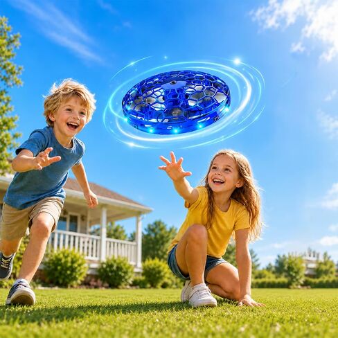 Flying Orb Ball for Kids, Hand Controlled Mini Drone, LED UFO Toy Ages 6-12 | indoor Mini Drone with Obstacle Avoidance, 360° Flip（Blue） in Saudi Arabia