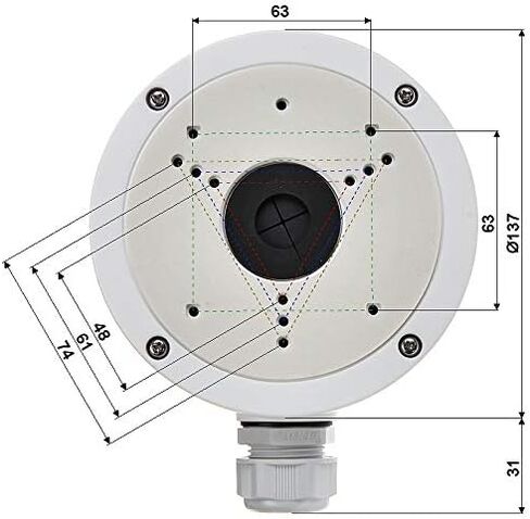 CBS DS-1280ZJ-S Junction Box for hik-Compatible Dome Camera Compatible with: AIPC524-SL, DS-2CD2646G1-IZ(S), DS-2CD2623G1-IZ(S), DS-2CD2663G1-IZ(S), DS-2CD2T46G1-4I/SL (Black) in Kuwait