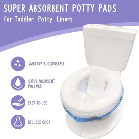 50 Packs Super Absorbent Urine Pads Portable Child Used with Travel Potty Bags Disposable Liners for Toddlers, Toilet Seat for Kids Pee Training, White, XSD-DM-025 in Kuwait