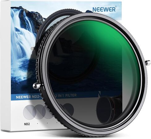 NEEWER 2 in 1 72mm Variable ND Filter ND2–ND32&CPL Filter(Circular Polarizer Filter) No X Cross/30 Layer Nano Coated/HD Optical Glass/Ultra Slim Aluminum Alloy Frame/Water Repellent/Scratch Resistant in Kuwait