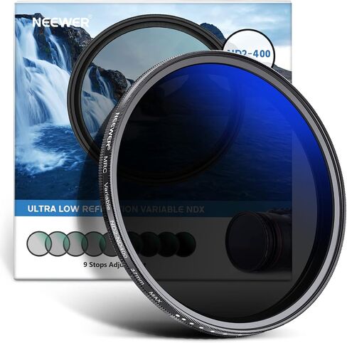 NEEWER 62mm Variable ND Filter ND2-ND400 (1-9 Stops), Neutral Density Filter, Multiple Coatings, Water and Scratch Resistant in Kuwait