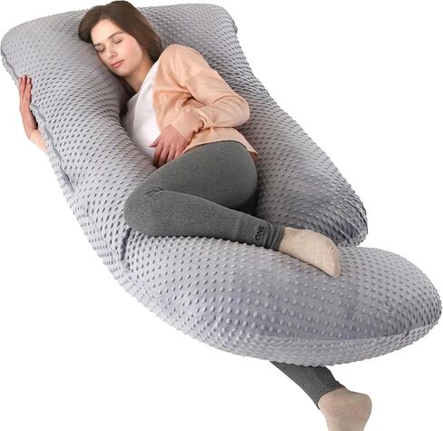 Pregnancy Pillows for Sleeping, U Shaped Full Body Maternity Pillow for Pregnant Women with Removable Bean Velvet Cover, Support for Back, HIPS, Legs, Belly, 57 Inch, Black in Kuwait