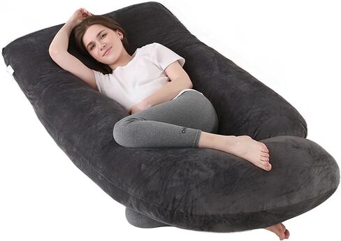 60 Inch Full Body Pregnancy Pillows for Sleeping Cooling Pregnancy Pillow,U Shaped Pregnancy Body Pillow,Maternity Pillows for Pregnant Women with Removable Washable Velvet Cover.(Grey) in Kuwait