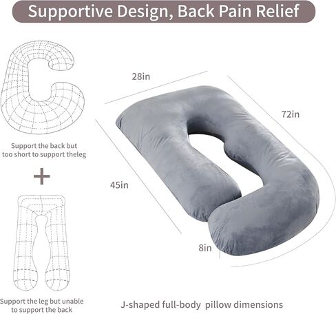 60 Inch Full Body Pregnancy Pillows for Sleeping Cooling Pregnancy Pillow,U Shaped Pregnancy Body Pillow,Maternity Pillows for Pregnant Women with Removable Washable Velvet Cover.(Grey) in Kuwait