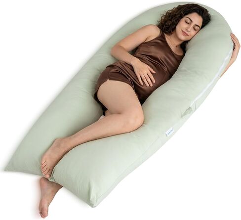 QUEEN ROSE Extra Long U Shaped Body Pillow, Cooling Pregnancy Pillows for Sleeping, 65 Inch Full Body Support Maternity Pillow for Adults, Support for Back, Hip, Legs for Pregnant Women, Grey in Kuwait
