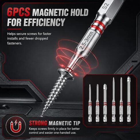 6PCS Magnetic Hex Shank Screwdriver Bits Set, Pagoda Step Drill Bit Design, Multiple Sizes for Electric Drills, Power Screwdrivers & Wrenches in Kuwait