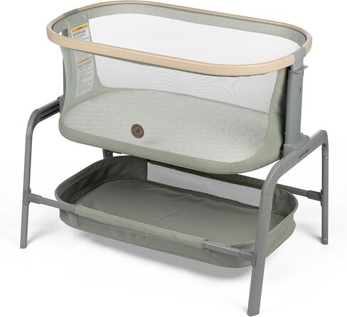 Maxi-Cosi Iora Baby Bassinets Bedside Sleeper, Portable Bassinet, Infant Bedside Sleeper Crib, Height Adjustable, Breathable Mesh, Large Storage Basket, Classic Oat in Kuwait