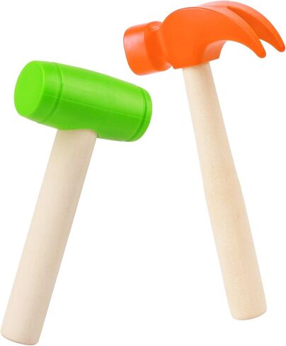 2pcs Toy Hammer Simulation Wooden Hammers Small Plastic Toddler Hammer Portable Kids Maintenance Tools Toys Pretend Fake Mallet Hammers for Boys Girls in Kuwait
