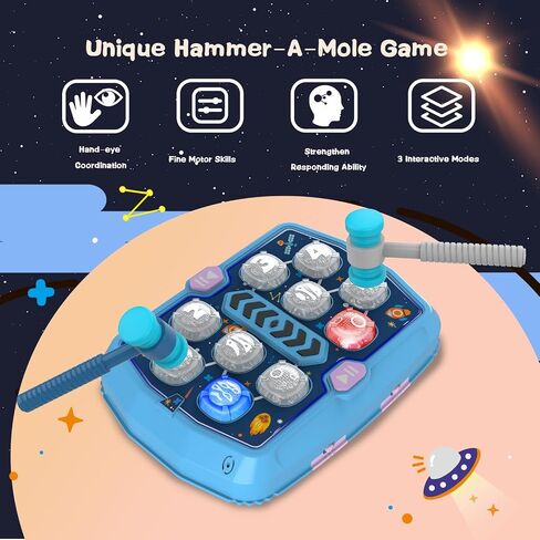 Whack Game Mole Toys for 3 4 5 6 Year Old Boy,Gifts for Toddler Kids Age 3+ | Pounding Toys for Age 3-8, 3 Modes & Light Interactive Toddlers Toy with 2 Hammer,Birthday Gifts for Toddler Boy Girl Age 3+ in Kuwait