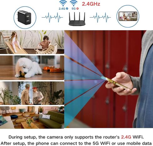 2026 Upgraded 1080P HD Charger Camera Nanny Cam Hidden Camera with Motion Detection Loop Recording and Live Streaming, Mini WiFi Camera for Indoor Home Security & Pets Easy Setup in Kuwait
