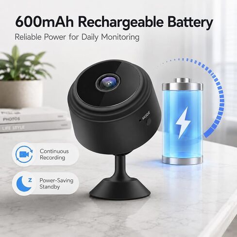 2K Hidden Camera, Mini Spy Camera Wireless for Home Security, Small Indoor Nanny Cam with Night Vision & Motion Detection, Secret WiFi Camera for Pet/Baby, Camaras Espias Ocultas, Black in Kuwait