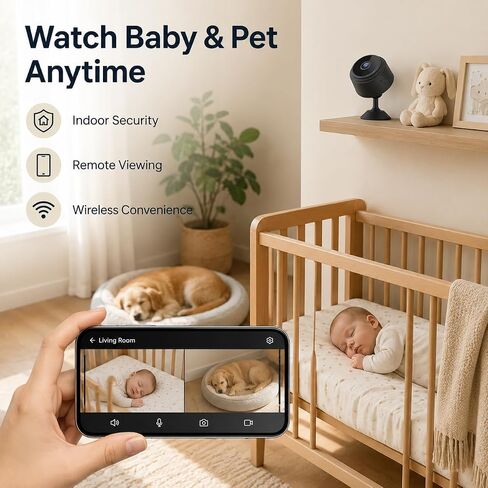 2K Hidden Camera, Mini Spy Camera Wireless for Home Security, Small Indoor Nanny Cam with Night Vision & Motion Detection, Secret WiFi Camera for Pet/Baby, Camaras Espias Ocultas, Black in Kuwait