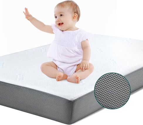 Babelio Breathable Crib Mattress, Tencel Removable Cover, Memory Foam | Toddler Mattress with Waterproof Inner Liner, CertiPUR-US Certified, Fits Standard Baby Crib & Toddler Bed 52" x 27.5" in Kuwait