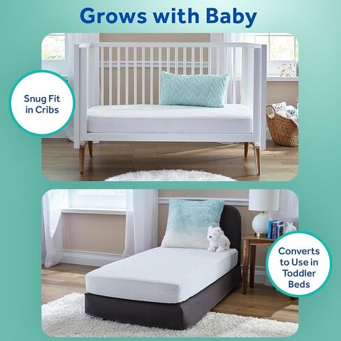 Sealy Baby Posture Perfect Breathable Crib Mattress, GREENGUARD Gold Certified, Made in USA, 2 Stage Hybrid Memory Foam & 150 Premium Coils, Toddler Bed Fit, Safety & Quality Tested, 52x28" in Kuwait