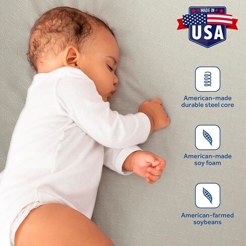 Sealy Baby Posture Perfect Breathable Crib Mattress, GREENGUARD Gold Certified, Made in USA, 2 Stage Hybrid Memory Foam & 150 Premium Coils, Toddler Bed Fit, Safety & Quality Tested, 52x28" in Kuwait
