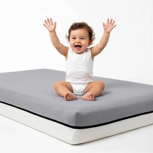 Crib Mattress 6", 2-Stage Certified Safe for Infant & Toddler 100-Day Trial | Firm Side for 0-12 Months, Soft Gel Memory Foam Side for 1-6 Years, Machine Washable Cover, Fits Standard Crib & Toddler Bed in Kuwait