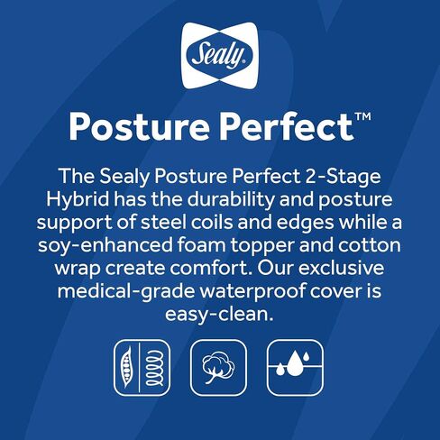 Sealy Baby Posture Perfect Breathable Crib Mattress, GREENGUARD Gold Certified, Made in USA, 2 Stage Hybrid Memory Foam & 150 Premium Coils, Toddler Bed Fit, Safety & Quality Tested, 52x28" in Kuwait