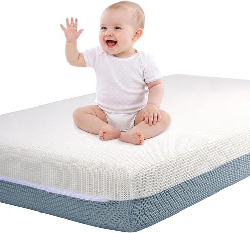 Crib Mattress 6", 2-Stage Certified Safe for Infant & Toddler 100-Day Trial | Firm Side for 0-12 Months, Soft Gel Memory Foam Side for 1-6 Years, Machine Washable Cover, Fits Standard Crib & Toddler Bed in Kuwait
