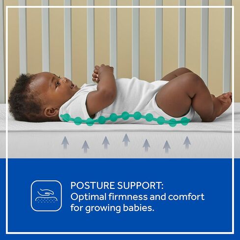 Sealy Baby Posture Perfect Breathable Crib Mattress, GREENGUARD Gold Certified, Made in USA, 2 Stage Hybrid Memory Foam & 150 Premium Coils, Toddler Bed Fit, Safety & Quality Tested, 52x28" in Kuwait