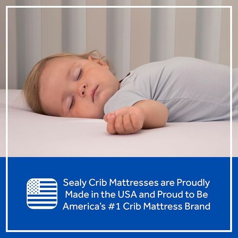 Sealy Baby Posture Perfect Breathable Crib Mattress, GREENGUARD Gold Certified, Made in USA, 2 Stage Hybrid Memory Foam & 150 Premium Coils, Toddler Bed Fit, Safety & Quality Tested, 52x28" in Kuwait