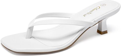 Women's Kitten Heel Sandals Dressy Square Toe Flip Flop Heels | 2-Inch Kitten Heels slip-on sandals, cushioned insoles for weddings, parties, date nights, travel, vacations and casual wear in Kuwait