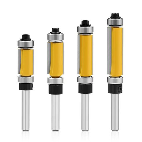 4Pcs Top and Bottom Bearing Flush Trim Router Bits Set 1/4 Inch Shank, Carbide Pattern Flush Trim Cut Router bit, 1/2 Inch Cutting Diameter, 3/4", 1", 1-1/4", 1-1/2" Inch Cutting Length (Size A) in Saudi Arabia