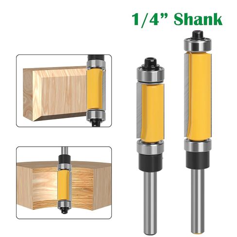 4Pcs Top and Bottom Bearing Flush Trim Router Bits Set 1/4 Inch Shank, Carbide Pattern Flush Trim Cut Router bit, 1/2 Inch Cutting Diameter, 3/4", 1", 1-1/4", 1-1/2" Inch Cutting Length (Size A) in Saudi Arabia