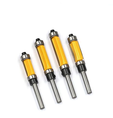 4Pcs Top and Bottom Bearing Flush Trim Router Bits Set 1/4 Inch Shank, Carbide Pattern Flush Trim Cut Router bit, 1/2 Inch Cutting Diameter, 3/4", 1", 1-1/4", 1-1/2" Inch Cutting Length (Size A) in Saudi Arabia