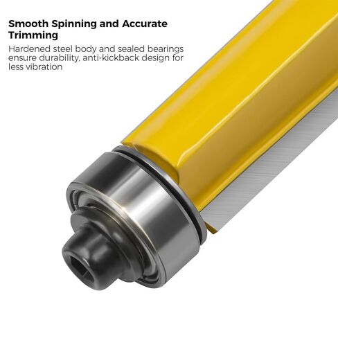 4Pcs Top and Bottom Bearing Flush Trim Router Bits Set 1/4 Inch Shank, Carbide Pattern Flush Trim Cut Router bit, 1/2 Inch Cutting Diameter, 3/4", 1", 1-1/4", 1-1/2" Inch Cutting Length (Size A) in Saudi Arabia