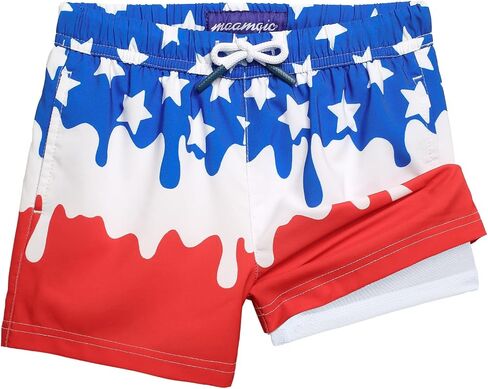maamgic Boys Swim Trunks with Compression Liner Quick Dry Swim Shorts Anti-Chafe Boy Bathing Suit in Kuwait