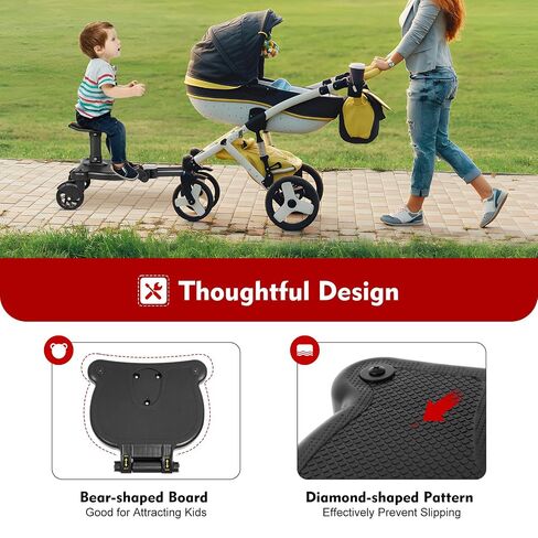 Universal Stroller Board with Detachable Seat, Stroller Attachment for Toddler to Ride for Most Brands of Strollers, 2 in1 Sit and Stand Stroller Standing Board, Holds Children Up to 55lbs in Kuwait
